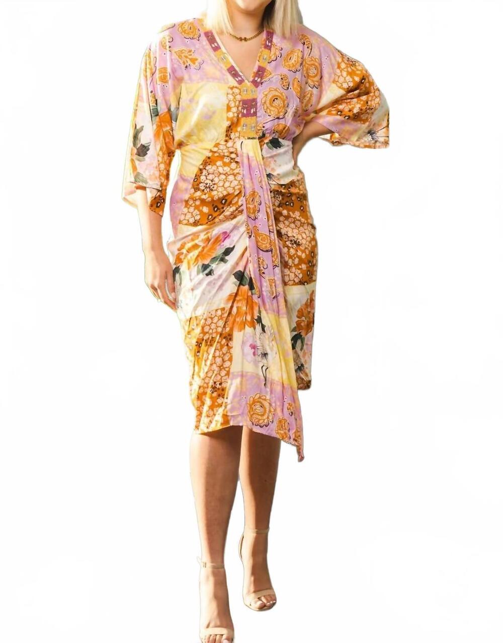 NEW Z&L EUROPE chichibu midi dress in pink multicolor